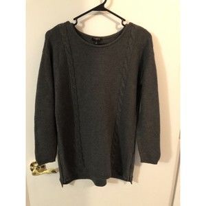 Talbots Petites Small Gray Sweater Zip Up Side